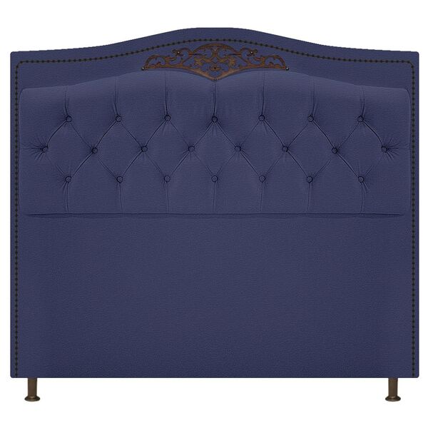 Cabeceira Estofada Yasmim 140 Cm Casal Corano Azul Marinho -