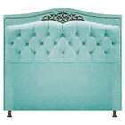Cabeceira Estofada Yasmim 195 Cm King Size Suede Azul Tiffany