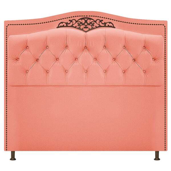 Cabeceira Estofada Yasmim 195 Cm King Size Suede Coral - Amar