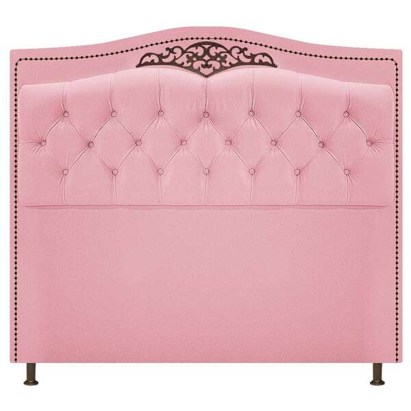 Cabeceira Estofada Yasmim 195 Cm King Size Suede Rosa Bebê -