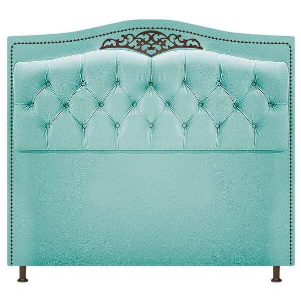 Cabeceira Estofada Yasmim 90 Cm Solteiro Suede Azul Tiffany -