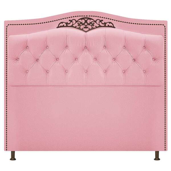 Cabeceira Estofada Yasmim 90 Cm Solteiro Suede Rosa Bebê - Do