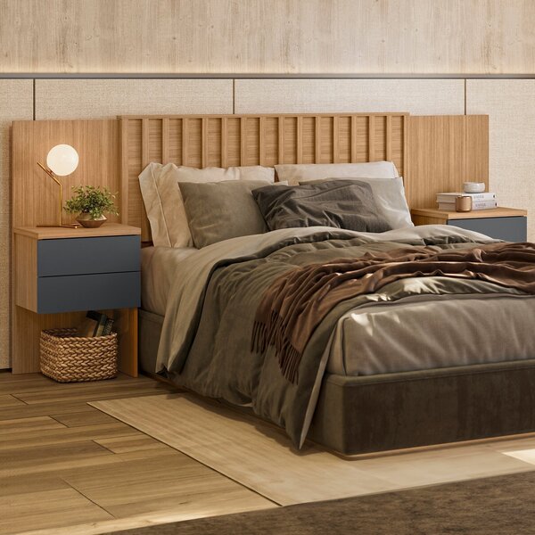 Cabeceira Extensiva 109x300 Cm Olinda Nature/ Titanium