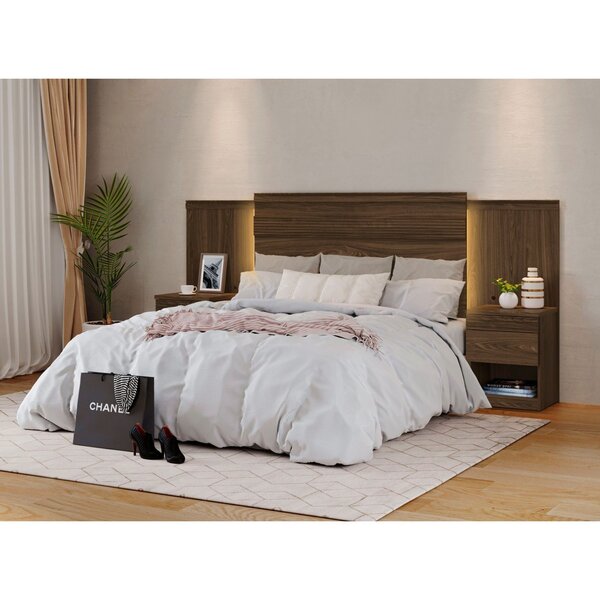 Cabeceira Extensível Casal/queen/king Com 2 Mesas De Apoio Gr