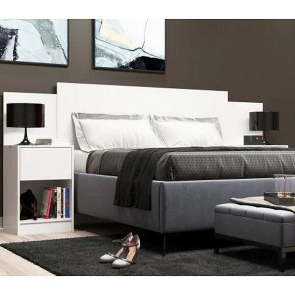 Cabeceira Extensivel Com Mesa Araucaria 2 Gavetas Branco - Ro