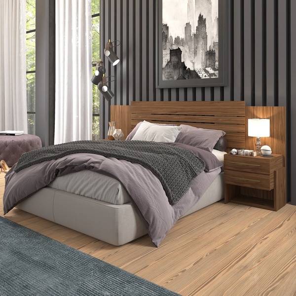 Cabeceira Extensível Creative Plus Com Criado Ao Lado Avelã -