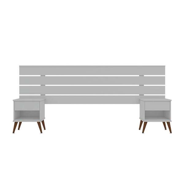 Cabeceira Extensível King Com 2 Mesas De Apoio Roma Branca