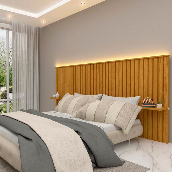Cabeceira Extensível Ripado Com Led Nobre Naturale - Gelius M