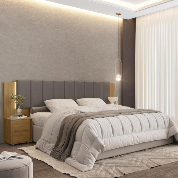 Cabeceira Extensivo 2 Mesas De Cabeceira 2 Gavetas Malu Dj