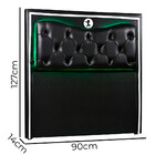 Cabeceira Gamer Ninja X 90cm Com Led E Carregador Preto Com B