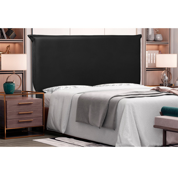 Cabeceira Garden Para Cama Box Casal 140 Cm Corino Preto S04