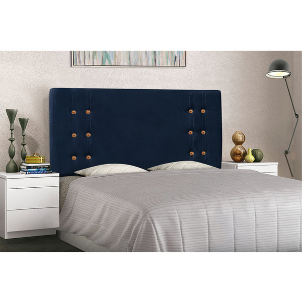 Cabeceira Gênova Para Cama Box Solteiro 90 Cm Suede Azul Mari