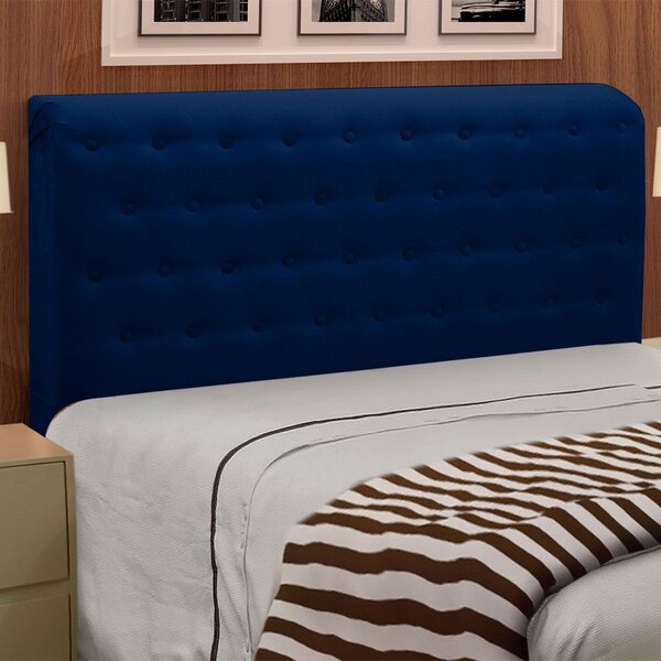 Cabeceira Giovana Cama Box Queen Casal 160 Cm Suede Azul Mari
