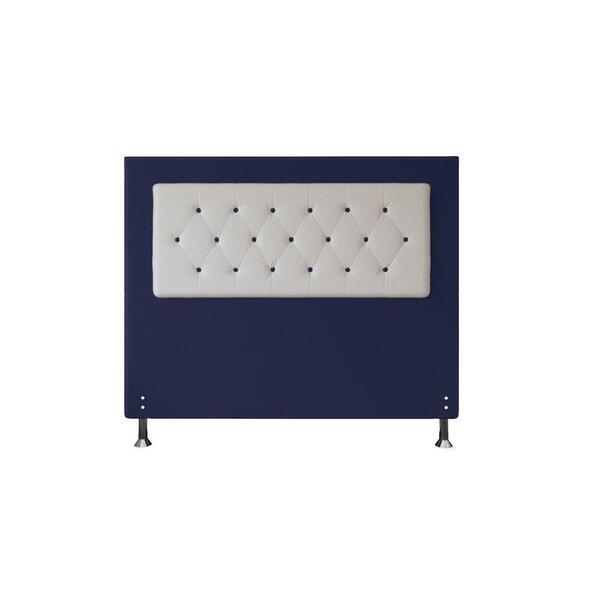 Cabeceira Havana 1,40 Cm Cama Box Casal Suede Azul Marinho