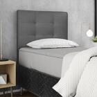 Cabeceira Helena Cama Box Solteiro 90 Cm Suede Cinza