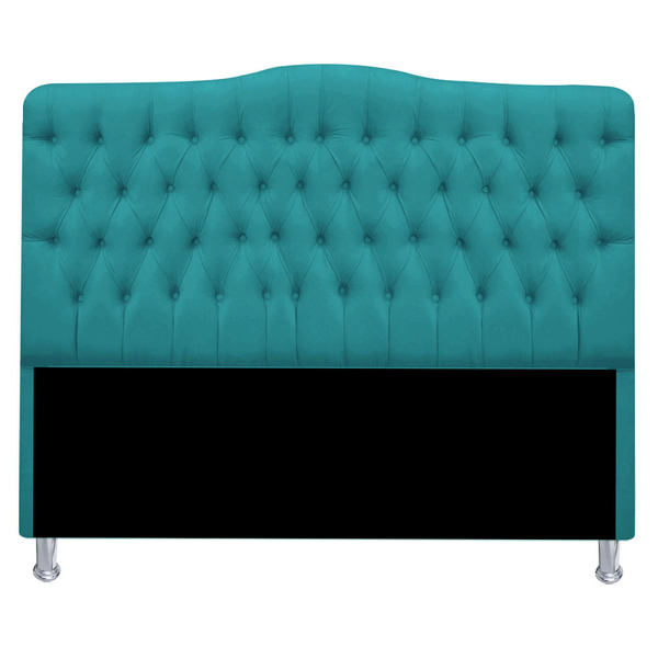 Cabeceira Imperatriz Cama Queem  1.60 Suede - Azul Turquesa