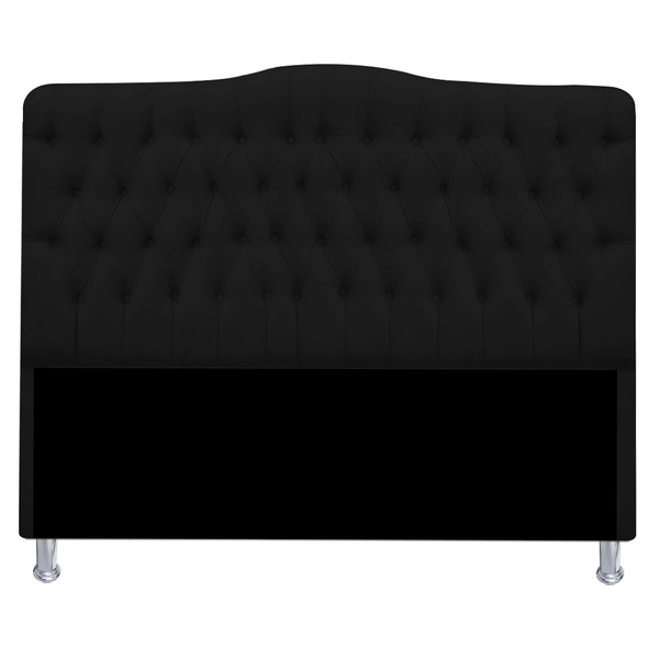 Cabeceira Imperatriz Cama Queem  1.60 Suede - Preto