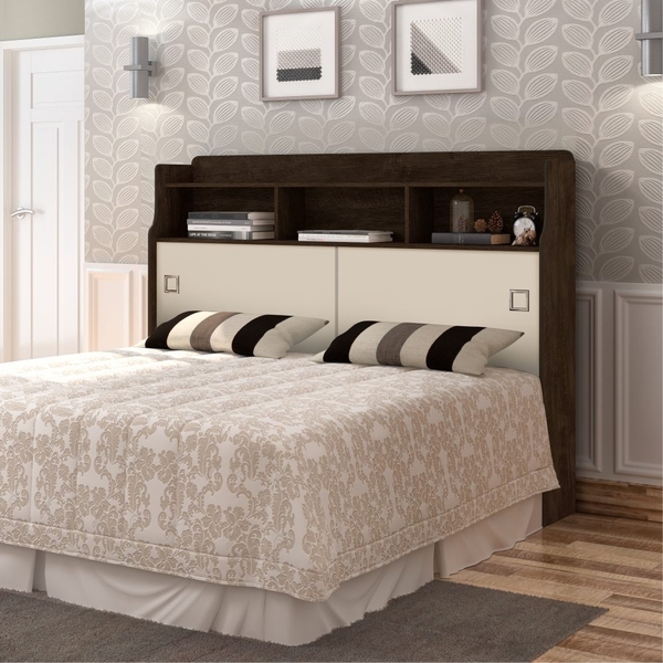 Cabeceira Jessica Box Casal Chocolate Off White