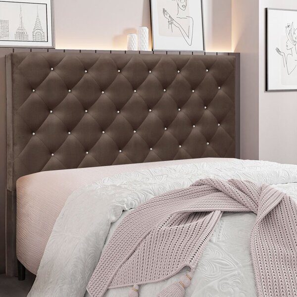 Cabeceira King 195cm Veludo Tânia Spezzia Marrom