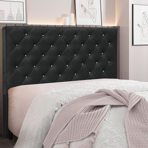 Cabeceira King 195cm Veludo Tânia Spezzia Preto