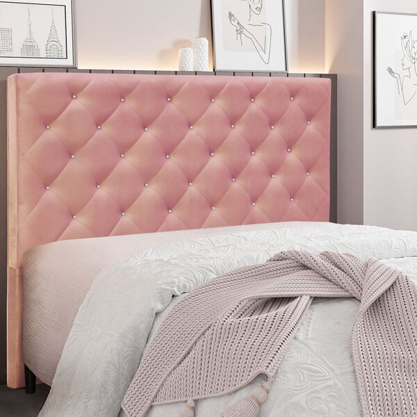 Cabeceira King 195cm Veludo Tânia Spezzia Rosa