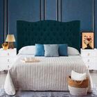 Cabeceira King 198cm Com Puff Baú Azul Marinho