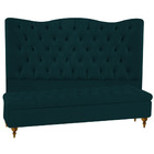 Cabeceira King 198cm Com Puff Baú Azul Marinho