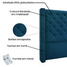 Cabeceira King 1 95m Vicenza Veludo - Pallazio - Azul Marinho