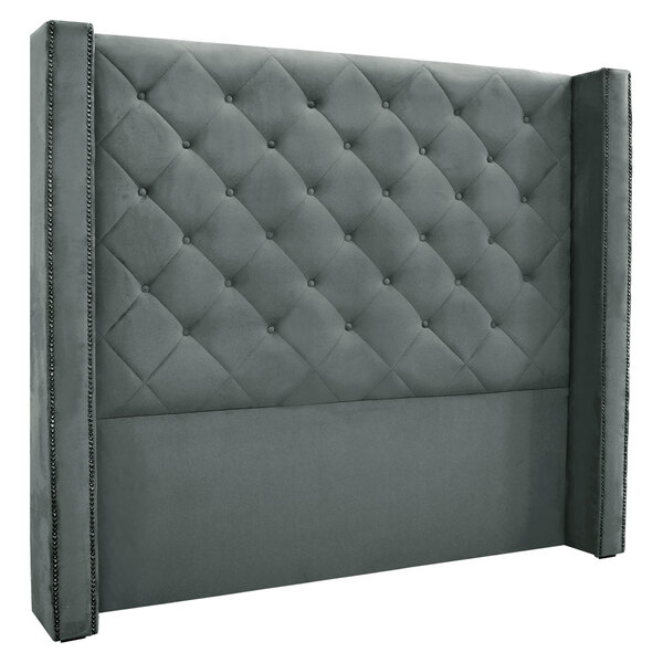 Cabeceira King 1 95m Vicenza Veludo - Pallazio - Cinza Chumbo