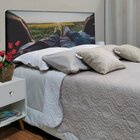 Cabeceira King  Suede Estampado Ferias Painel Cama Box 195 X