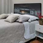 Cabeceira King  Suede Estampado Futurista Painel Cama Box 195