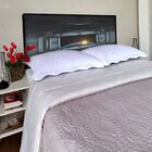 Cabeceira King  Suede Estampado Futurista Painel Cama Box 195