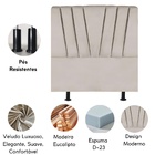 Cabeceira King Cama  Box Estofada 195 Cm Lile Veludo Bege