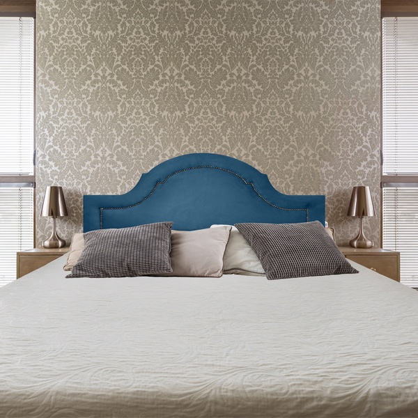 Cabeceira King Com Tachas Estilo Provençal Suede Azul Royal 1