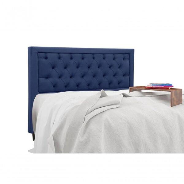 Cabeceira King Estofada Baronesa Nobuck Veludo Azul