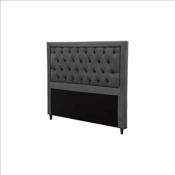 Cabeceira King Estofada Baronesa Suede Cinza Simbal
