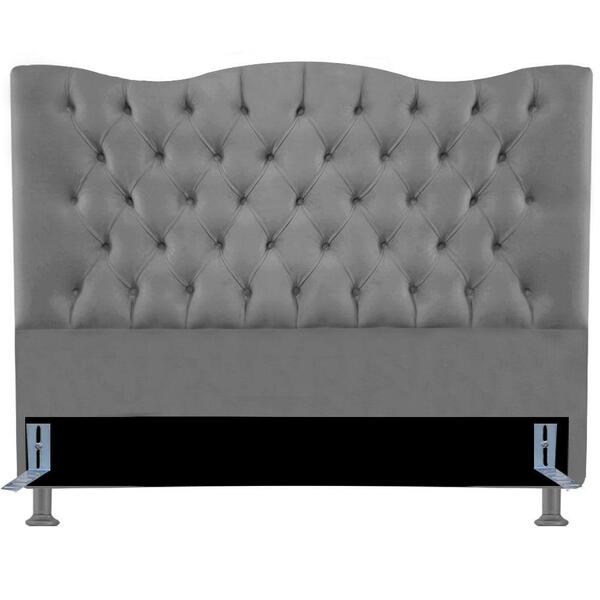 Cabeceira King Estofada Cama Box 1,95 Luna Suede Cinza