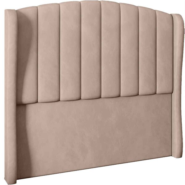 Cabeceira King Estofada Grey 195 Cm Para Cama Box Veludo Bege