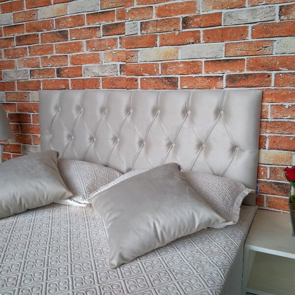 Cabeceira King Luna Suede Liso Bege 195 X 120 Rbl