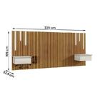 Cabeceira King Paris Ripado Quarto 2 Mesas Com Gaveta E Led