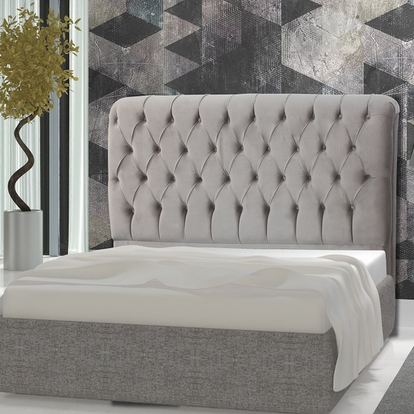 Cabeceira King Size 193cm Para Cama Box Alice Suede Bege Escu