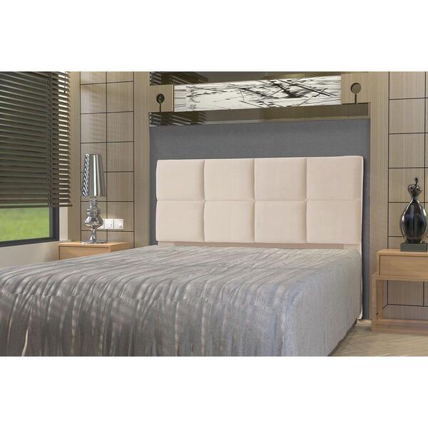 Cabeceira King Size 195cm Cama Box Poliana Veludo Bege