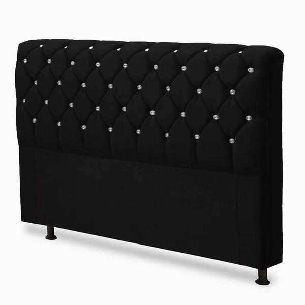 Cabeceira King Size Luxúria Suede Preto Amassado 1,95m