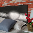 Cabeceira King Suede Estampado Coração Branco Painel Cama Box