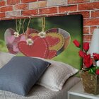 Cabeceira King Suede Estampado Coração Painel Cama Box 195 X