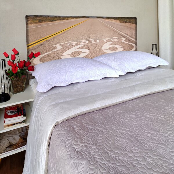 Cabeceira King Suede Estampado Estrada Painel Cama Box 195 X
