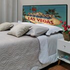 Cabeceira King Suede Estampado Las Vegas Painel Cama Box 195
