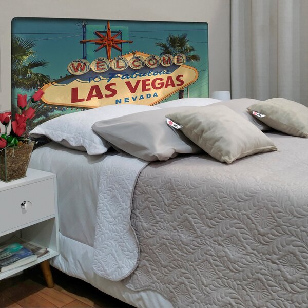 Cabeceira King Suede Estampado Las Vegas Painel Cama Box 195