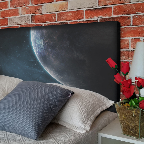 Cabeceira King Suede Estampado Lua Painel Cama Box 195 X 60