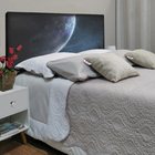 Cabeceira King Suede Estampado Lua Painel Cama Box 195 X 60